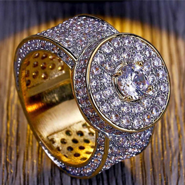 Fashion Design Men and Women Rings Luxury Desgin 18K Gold Plated Full Diamond Ring Fashion Hip Hop Jewelry