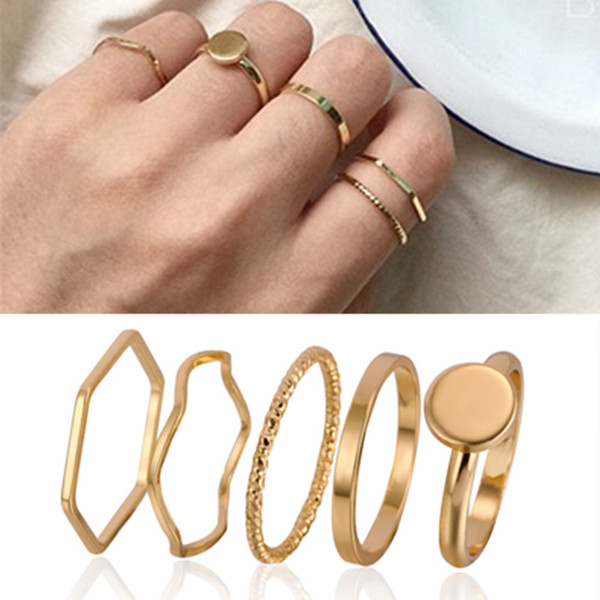 5pcs Tiny Ring Sets Midi Finger Rings Women conjuntos de anillo Beach Jewelry Simple Anel Bohemian Style NEW Arrival 2018