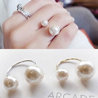 Women Rings Simulated Pearls 18KGP Adjustable Anillos Fashion Jewelry Anel Wedding Engagement Finger Ring 2017