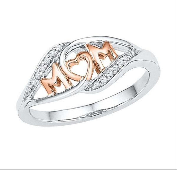 fashion ring 18k rose gold Love Mum loving mother color separation ring Mother's Day birthday gift