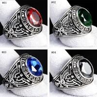 NEW Men's Domineering Solitaire Ring Jewelry Retro Rhinestone Stainless Steel Army Eagle Claws Finger Ring