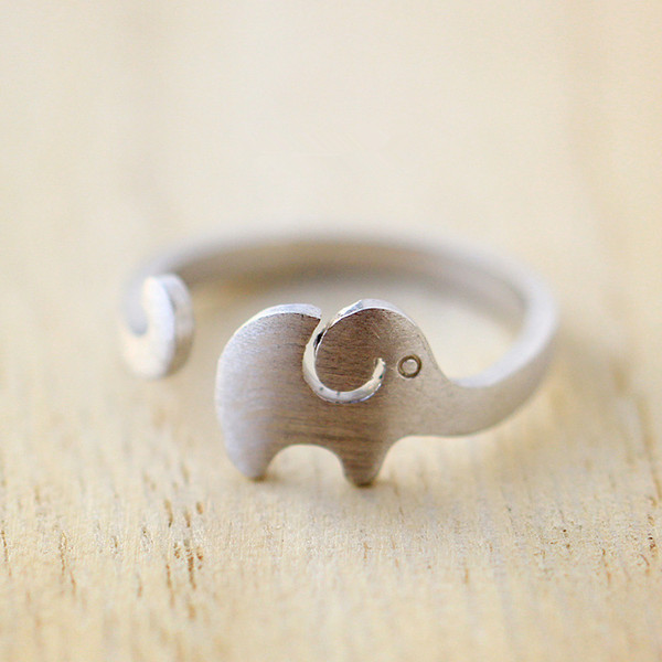 Npc cute elephant baby adjustable ring small elephant tail ring animal lady pet charm ring for little princess wedding lucky happy jewelry