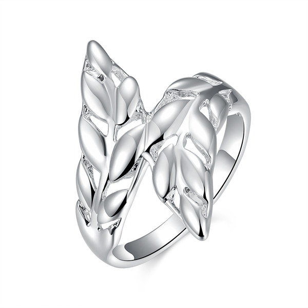 Free shipping Wholesale 925 Sterling Silver Plated Fashion Feather ring Jewelry LKNSPCR119-8