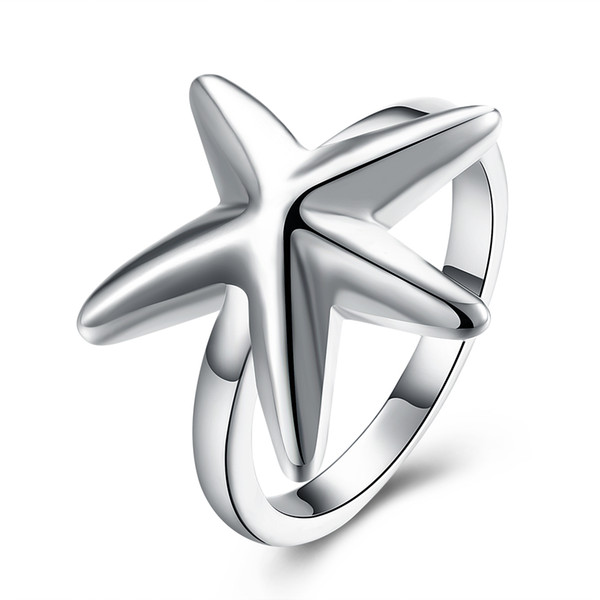 Free shipping Wholesale 925 Sterling Silver Plated Fashion Starfish ring -8 code Jewelry LKNSPCR109-8