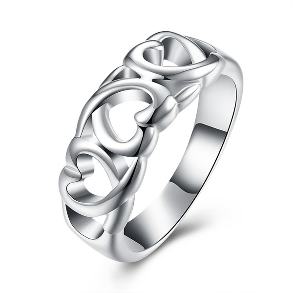 Free shipping Wholesale 925 Sterling Silver Plated Fashion Three kelp ring Jewelry LKNSPCR090