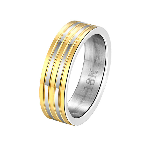 Free shipping Wholesale 925 Sterling Silver Plated Fashion Inter gold stripe steel ring -9 code - male Jewelry LKNSPCR099-9