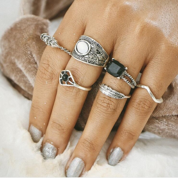 Vintage Ethnic Knuckle Rings for Women Men Jewelry 6PCS/Set Retro Female Midi Finger Ring Sets