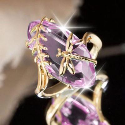 Green Pink Crystal Dragonfly Rings Fashion Women Rings Fashion Jewelry Gift Will and Sandy Drop Ship D1