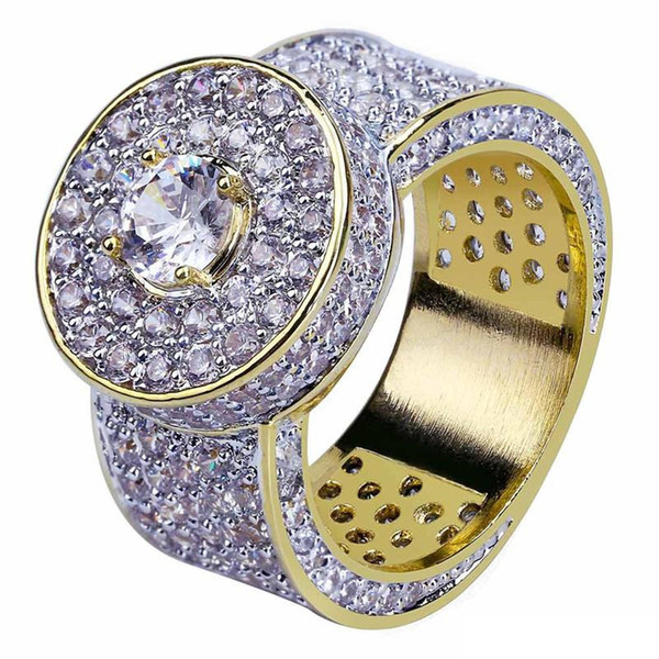 Luxury Desgin 18K Gold Plated Full Diamond Ring Fashion Design Men and Women Rings Fashion Hip Hop Jewelry