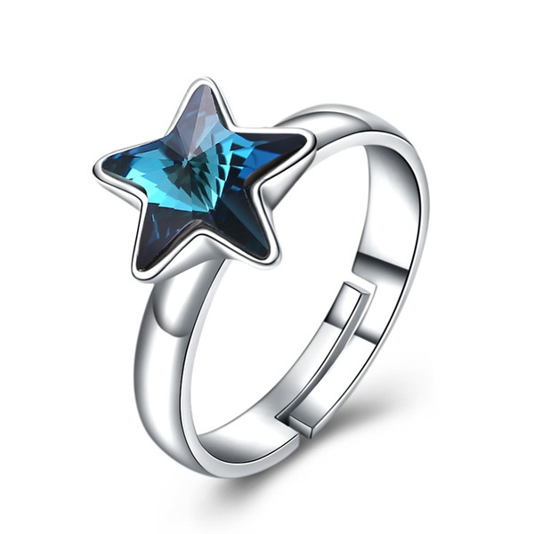 Brand S925 Fashion Pure Silver for Women Crystal Comes From Swarovski Element Star Zircon Female Ring Free Shipping