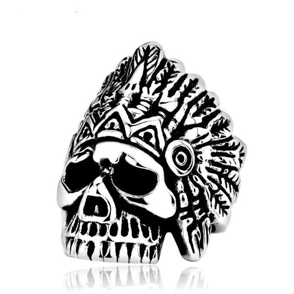 316L STAINLESS STEEL INDIAN CHIEF skull ring for men.s jewelry hip hop jewel
8000
ry