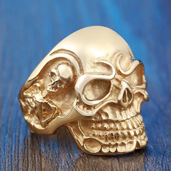 BIG HEAVY PUNK SILVER style biker skull stainless steel men.s ring cheap wholesale price for free shipping