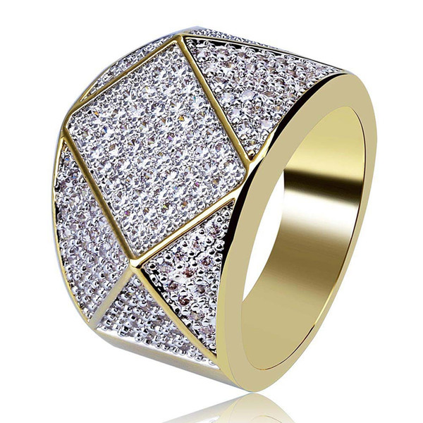 Exquisite Luxury Grade Quality 18K Gold Plated Copper Geometric Cluster Rings Jewelry Fashion Glarings Cubic Zirconia Finger Rings LR033