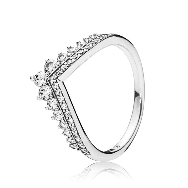 925 Sterling Silver Princess Wish With Clear Cubic Zircon Stone Fit Pandora Jewelry Engagement Wedding Lovers Fashion Ring For Women