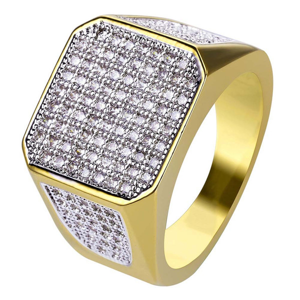 2019 Brand New Fashion Luxury Finger Rings Jewelry Exquisite Grade Quality 18K Gold Plated Square Glarings Cubic Zirconia Cluster Ring LR035