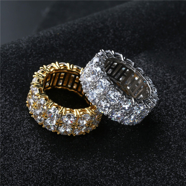 Rings Jewelry Fashion High Quality Gold Silver Plated Circle Hiphop Cluster Rings Wholesale Luxury Full High-Class Zircon Finger Rings LR003