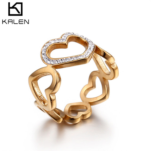 Rings For Women Lover Romantic Heart Engagement Stainless Steel Jewelry KALEN (US Size #6 to #9)