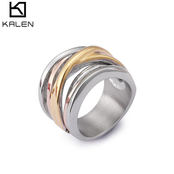 Titanium Ring Women Silver Stainless Steel Silver Color Fashion Jewelry KALEN (US Size #6 To #9)