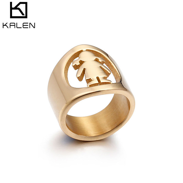 Rings For Women Lovely Girl Style Stainless Steel Gold Finger Rings Jewelry (US Size #6 To #10)