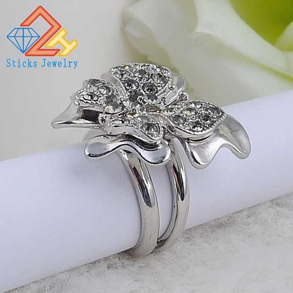 Trendy Rings for Women 3D Cute Butterfly Crystal Wedding Ring Fashion Accessories