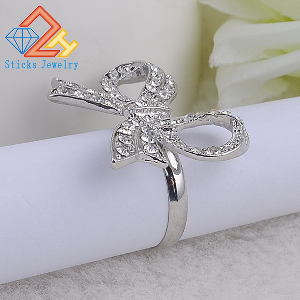 Bowknot with gold inlaid diamond ring