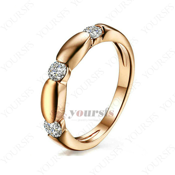 Yoursfs Trendy Three Diamond Stitching 18 K Rose Gold Plated Channel Setting Austria Crystal Rings For Women Attend Party Fashion Jewelry