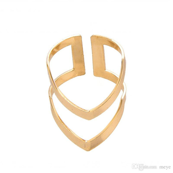 Punk Style Brand Geometric Triangle 2 Lines Open Rings For Women And Men Hollow Out Party Finger Ring Jewelry jl-219