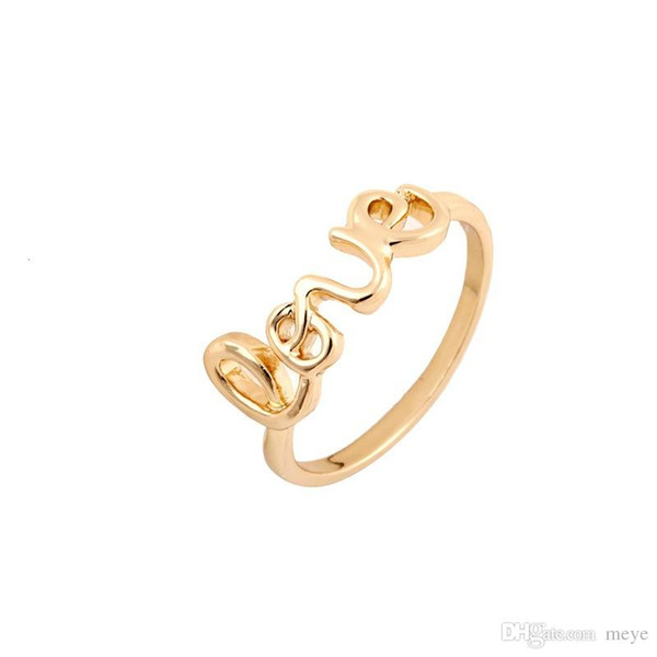 Sweet Temperament Jewelry Simple Letter Crystal Opening Korean Fashion Ring jl-128