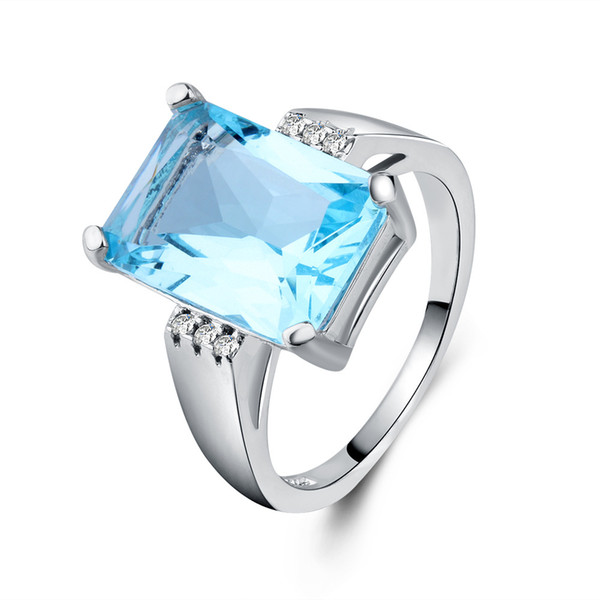 Cross border e-commerce hot selling Europe and America fashion luxury Topaz engagement ring sapphire ring jewelry 0181