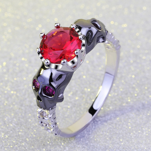 European and American personalities, non mainstream bone hand decoration, fashionable skull, punk, red steel, jade girl ring NO.050