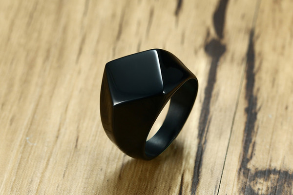 Fashion titanium steel rings for men's rings square 316L Stainless Steel Punk Black Ring Wedding Engagement Ring Square rings