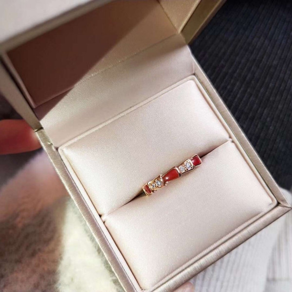 Best The new women's glamour fashion wild full of classic red agate snake ring style goddess series