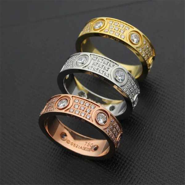 Hot sell mens ring vintage hip hop jewelry Zircon iced out copper rings luxury gold silver plated for lover fashion Jewelry wholesale 2019