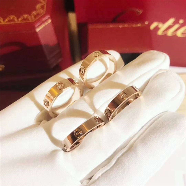 Titanium Steel Wedding Brand lovers band Ring for women Luxury CZ Zirconia rose gold Engagement Rings men jewelry Gifts 1pcs