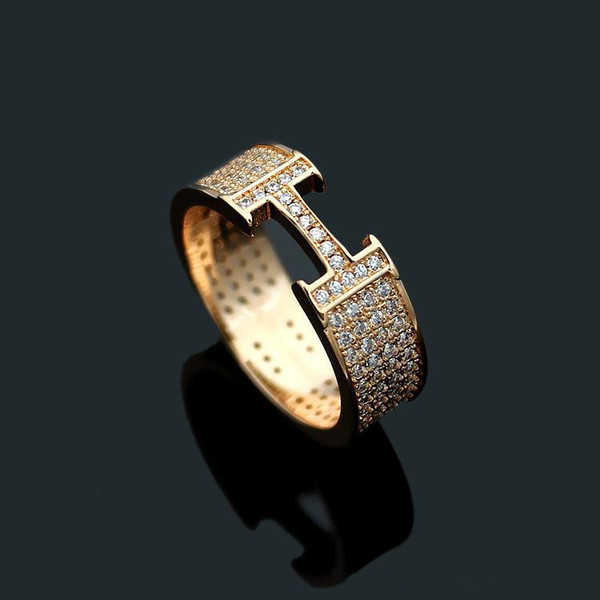 Fashion Brand Stainless Steel Letter Rings Luxury Design 18K Gold Rose Silver Men and Women Ring for Couples Gift Fashion Jewelry