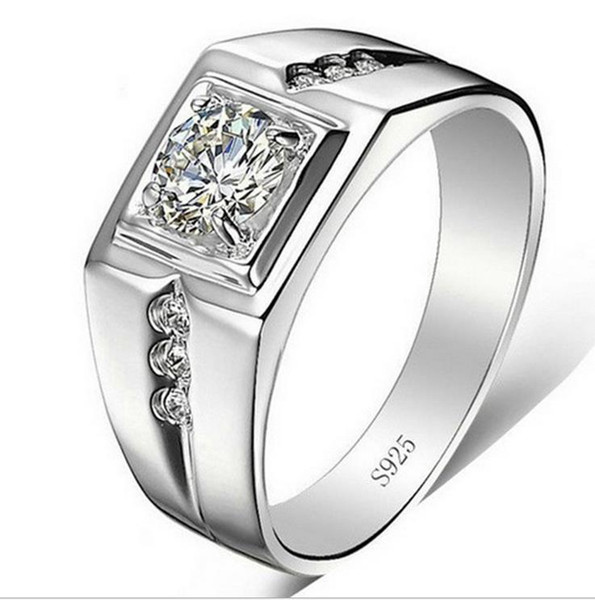 A couple of men's diamond ring opening simulation zircon ring ring 18K platinum plated domineering boss