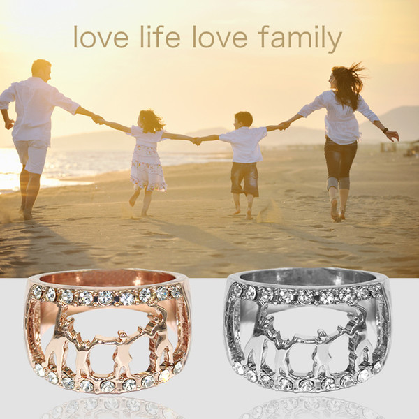 2018 hot diamond set with alloy rings for mother's Thanksgiving memorial ring Christmas gift for men and women couples ring family intimate