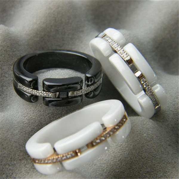 Luxury Designer Ceramics Rings Men Women Fashion 316L Titanium Steel Gold Silver Love Ring Couple Wedding Ring Lovers Gifts
