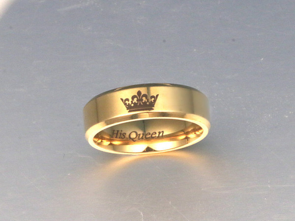 Her King His Queen Couple Rings Gold Color Crown Stainless Steel Rings Wedding Jewelry Promise Bands