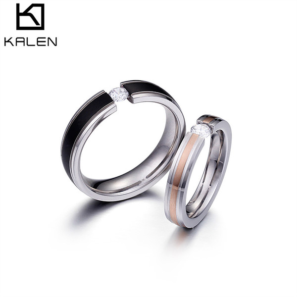 Couple Rings For Lover's Unique Titanium Stainless Steel Wedding Anniversary Jewelry (US Size #6 to #12)