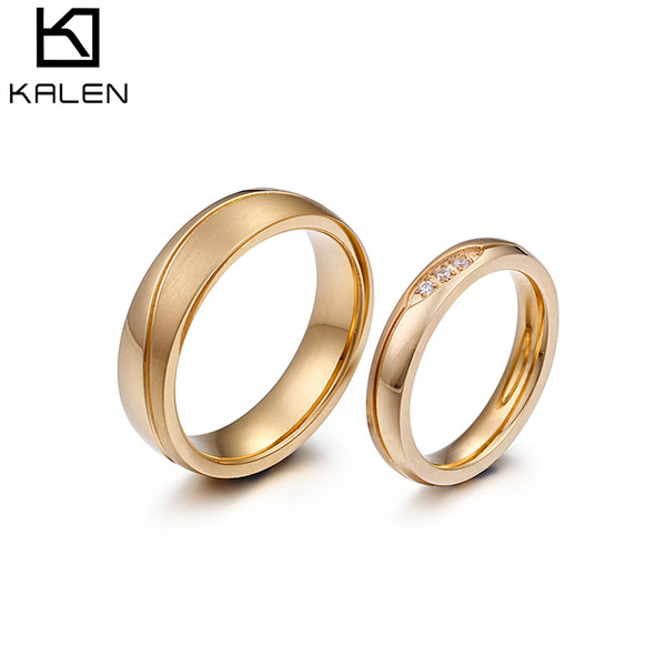 Ring Wedding Wholesale Cheap 316L Stainless Steel Gold Lover's Party Couple Rings For Men Women Jewelry (US Size #5 to #12)