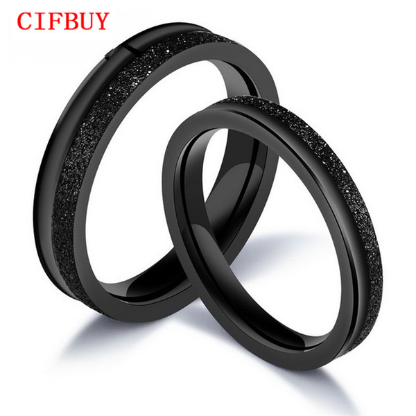 CIFBUY Romantic Dull Polished Wedding Rings For Lover Men Women Black Color Stainless Steel Engagement Couple Bands GJ539