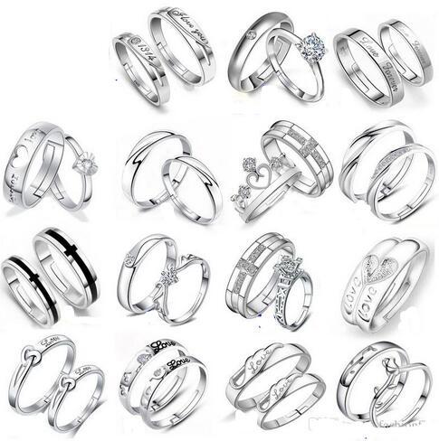 Mix 28 Styles 925 Sterling Silver Jewerly Rings DIAMOND ENGAGEMENT RING & WEDDING BAND Couple Ring SET Free Shipping