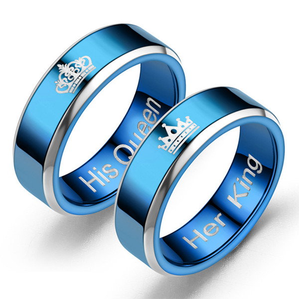 2019 Europe and the United States hot new style blue herking his queen Queen fashion couple ring ring