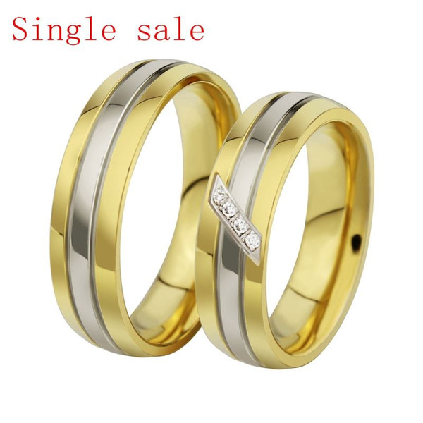 fashion 2015 couple rings for love wedding CZ jewelry his and hers promise gold ring single sale lover rings