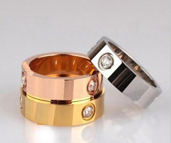 6mm titanium steel silver rose gold love ring gold ring for lovers couple ring