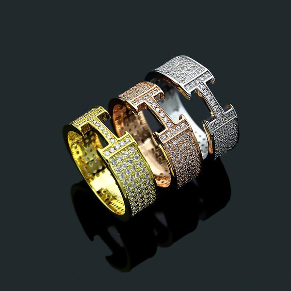 Fashion Brand Stainless Steel Letter Rings Luxury 18K Gold Rose Silver Men and Women Ring for Couples Gift Free Shipping