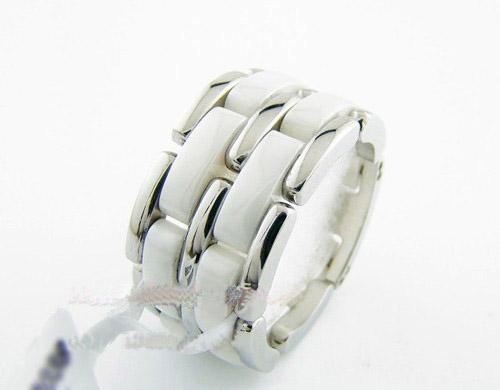 Double row black and white ceramic ring engagment rings for women men rings stainless steel wedding ring sets