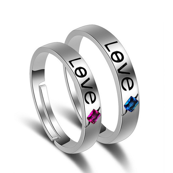 New arrival love hearted adjustable couple rings romantic lovers silver plated finger rings jewelry for womens gift