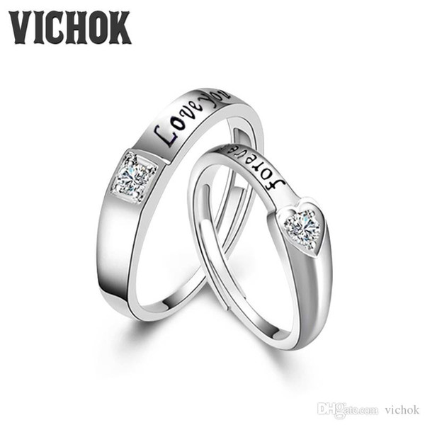 925 Sterling Silver Ring Heart Forever Platinum Plated Rings Lovers For Women Men Fine Jewelry Resizable Anniversary Rings VICHOK